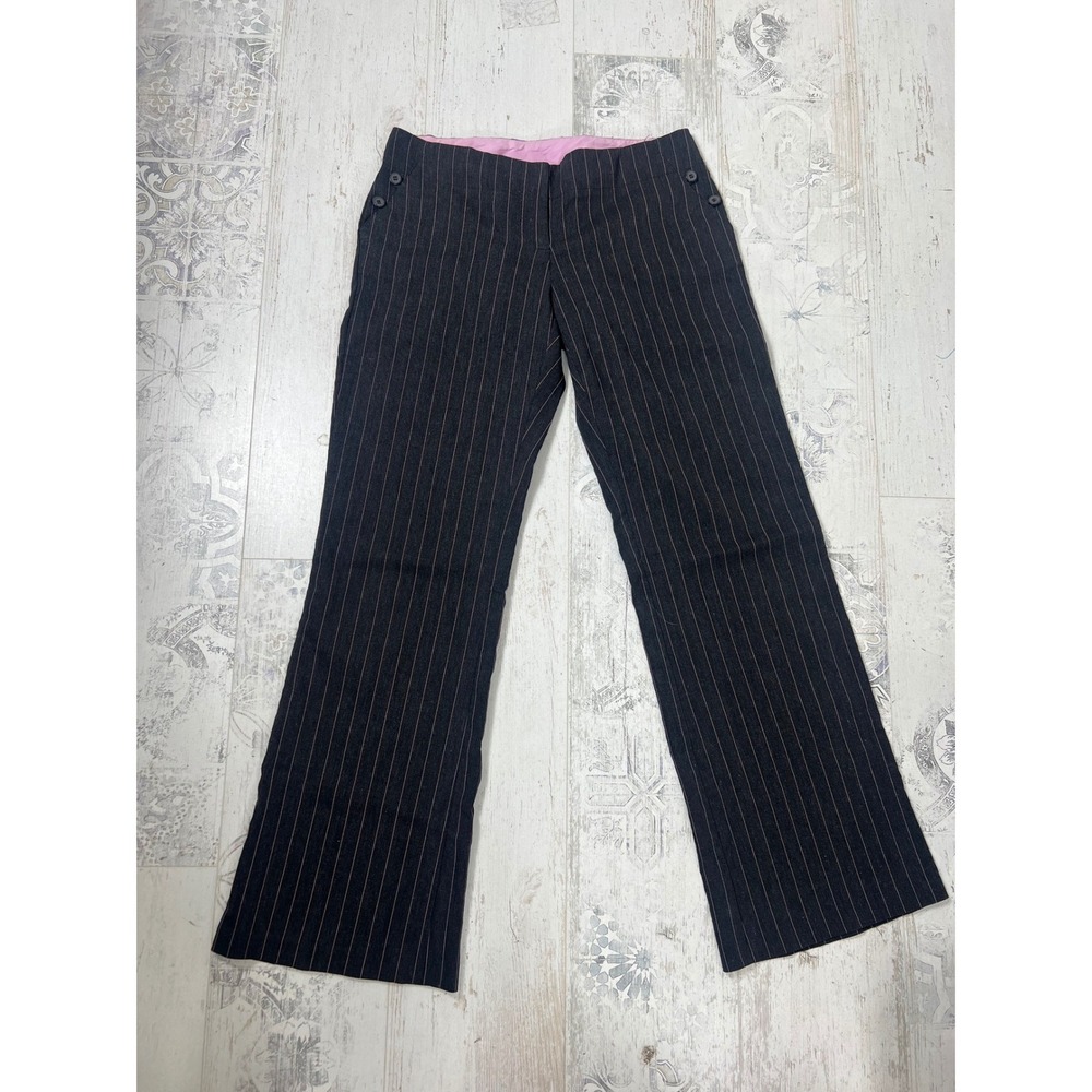 Y2K Exact Change Gray Pink Pinstripe Low Rise Flare Leg Trousers Size 7